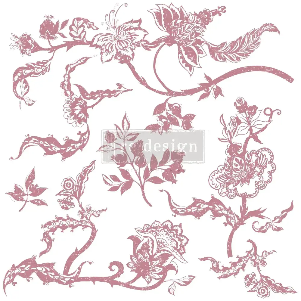 Redesign With Prima Distressed Floral Photopolymer Decor Stamp Set - 7 Pcs, 12x12 in, Vintage Repeating Patterns, Easy-to-Use Office Stationery Stamp (655350652661), 12X12 Inches