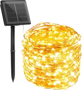 Solar Fairy Lights,33Ft 100 LED Solar String Lights Outdoor, IP65 Waterproof Patio Lights with 8 Modes for Tree Patio Christmas Party Wedding Decor (Warm White)