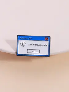 Windows XP Classic Vintage Popup Badge, Task Failed Successfully Retro Design, Programmer Humour Merchandise for Nostalgic Office Decor, Pin Badge