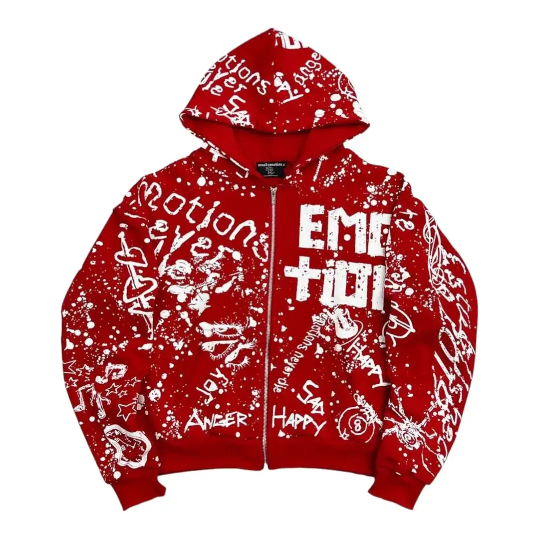 Mixed Emotion Red 'Graffiti' Hoodie