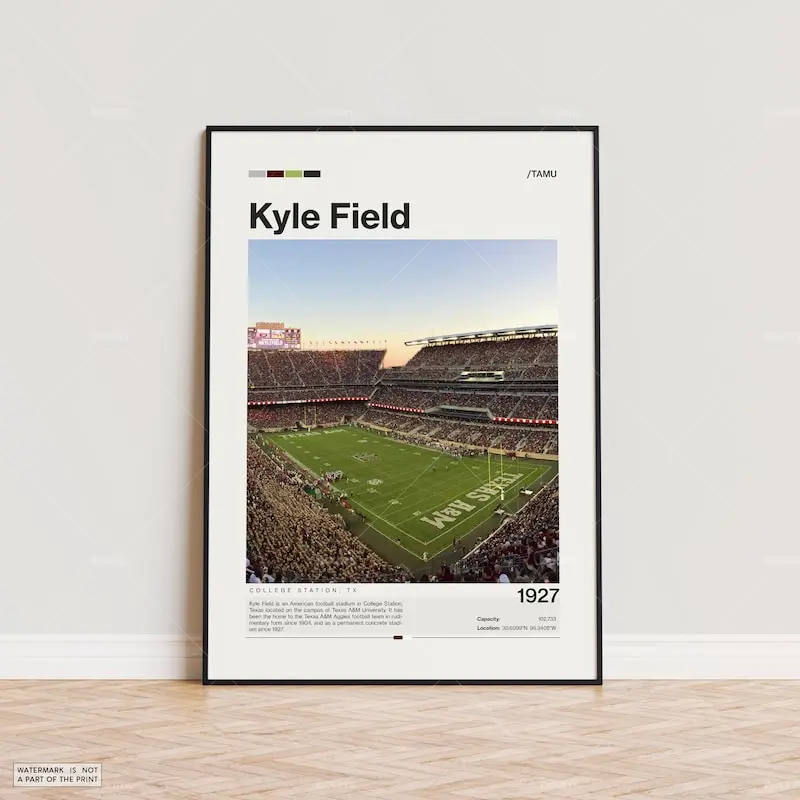 Kyle Field Stadium Poster, Texas A&M Aggies Poster Print, NCAA Stadium Poster, NCAA Art, Sports Poster, Football Fan Gift