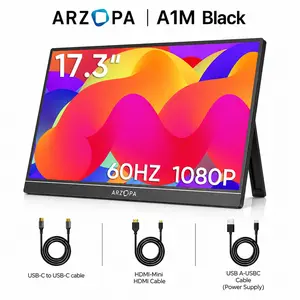 ARZOPA A1M| 17.3"& 60Hz Portable Monitor| 103% sRGB FHD 1080P| Laptop Second Screen| External Screen for PC/Mac/Xbox/Switch/PS5|IPS Display| Computer Display| HDR External Screen| Game| Workfromhom