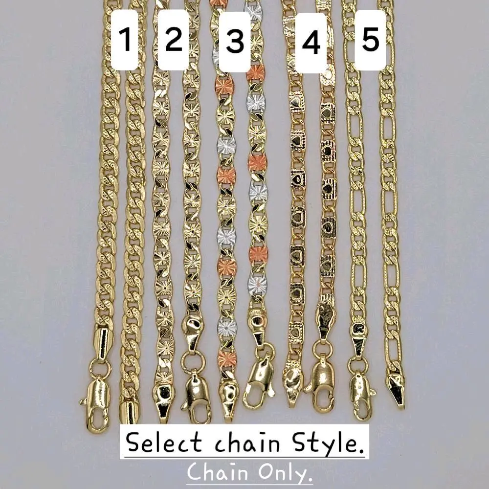 Beautiful Chains of 24 & 18 inches, 4 mm wide Select Chain Style Laminated-Gold  Oro-Laminado. Chain Only. Gold Coin Necklace Necklace Layering Clasp Modern Versatile Accessories Gold Plated Amulet