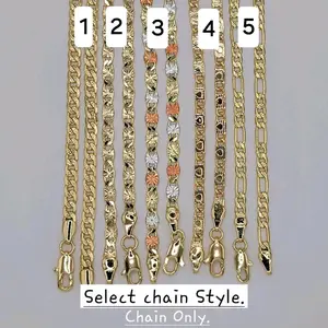 Beautiful Chains of 24 & 18 inches, 4 mm wide Select Chain Style Laminated-Gold  Oro-Laminado. Chain Only. Gold Coin Necklace Necklace Layering Clasp Modern Versatile Accessories Gold Plated Amulet