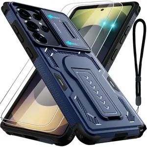 for Samsung Galaxy S25 Ultra Case with 2*Screen Protector, Slide Camera Cover, Kickstand, Lanyard Strap, Military Grade Shockproof Protective Heavy Duty Non-Slip for S25 Ultra Case-6.9'', Blue