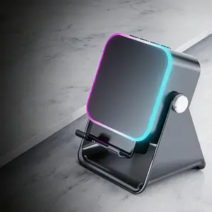 Wireless Induction Audio Speaker Stand, 5in1 Cellphone Holder, 3500mAh Rechargeable Emergency Power Bank,360° Adjustable Mobile Tablet Stand with Colorful Ambient Light Gifts for Men Women,TikTokShopHolidayHaul