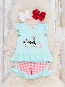 Barnyard Balloon Embroidered Ruffle Outfit