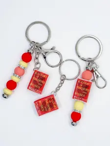 A Court of Thorns and Roses Mini Book Keychain - Fantasy Charm with Colorful Bead Accents Handcrafted Lobster Clasp Keychain for Book Lovers