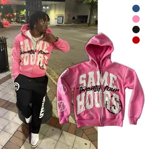 Same Hours Zip-Up Hoodie - 2000s Streetwear, Embroidered Letter Hoodie, Independence Day