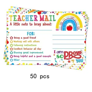 50 Pcs Teacher Classroom Positive Behavior Incentive Postcards Blank Handwritten, Holiday Mail Cards Greeting Cards for Teachers