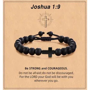 Easter Basket Stuffers for Teens Boys Adjustable Braided Rope  Bracelet Joshua 1:9,Easter Christmas Christian Baptism Communion Birthday Gifts