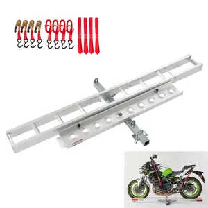 Donext Aluminum Motorcycle Hitch Mount Carrier 7.5x3.4x6.5 Inch Dirt Bike Rack with Loading Ramp 400lb Capacity Anti-Rattle Stabilizer Fits 2" Receiver Lightweight Rust-Resistant 3 Months Warranty