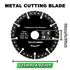 This 125mm black diamond metal cutting disc, Cutting Blade, Clean Cuts, is designed for cutting steel, metal, stone, marble, iron, aluminum, and concrete