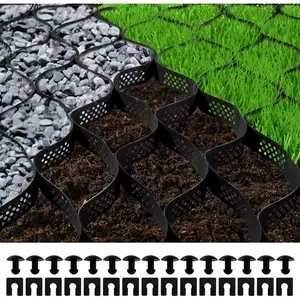 Father's Day Gift VEVOR Ground Grid, 1885 lbs per Sq Ft Load Geo Grid, 3" Depth Permeable Stabilization System for DIY Patio, Walkway, Shed Base, Light Vehicle Driveway, Parking Lot, Grass, and Gravel