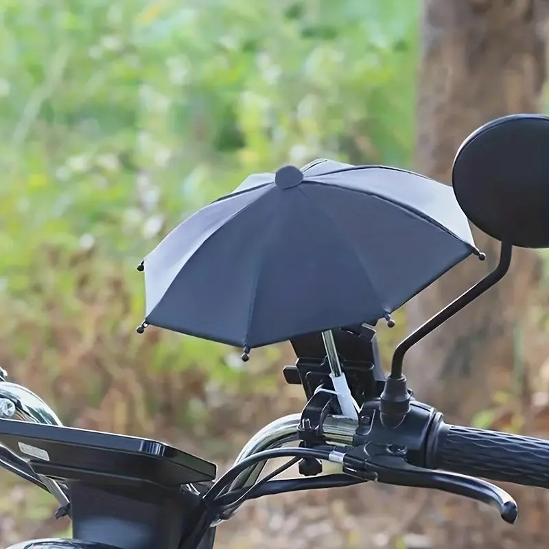 Stay Protected on the Road: Motorcycle Bicycle Mobile Phone Holder Umbrella
