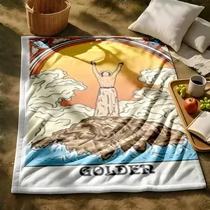 1 piece The victor's moment of glory themed flannel blanket - Modern-style flannel blanket, suitable for sofas and beds, all-season use, super soft and comfortable, digital printing, 100% polyester material, machine washable, suitable for home and