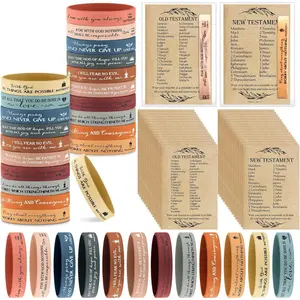 36 Sets Fathers Day Christian Gifts Bulk Graduation Pentecost Church Favors  Verse Bracelet Religious Learning Chart Scripture  Prayer Card for Sunday School Teacher(Morandi Color)