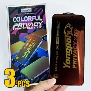 iPhone 17 Pro & 17 Pro Max 16E 15 Plus 14 13 12 11 XS Colorful Privacy 9HD Tempered Glass Screen Protector Anti Spy Film 3pcs Misc