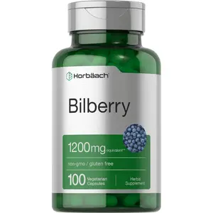 Horbäach Bilberry Fruit Extract 1200mg | 100 Capsules | Vegetarian, Non-GMO, Gluten Free Supplement