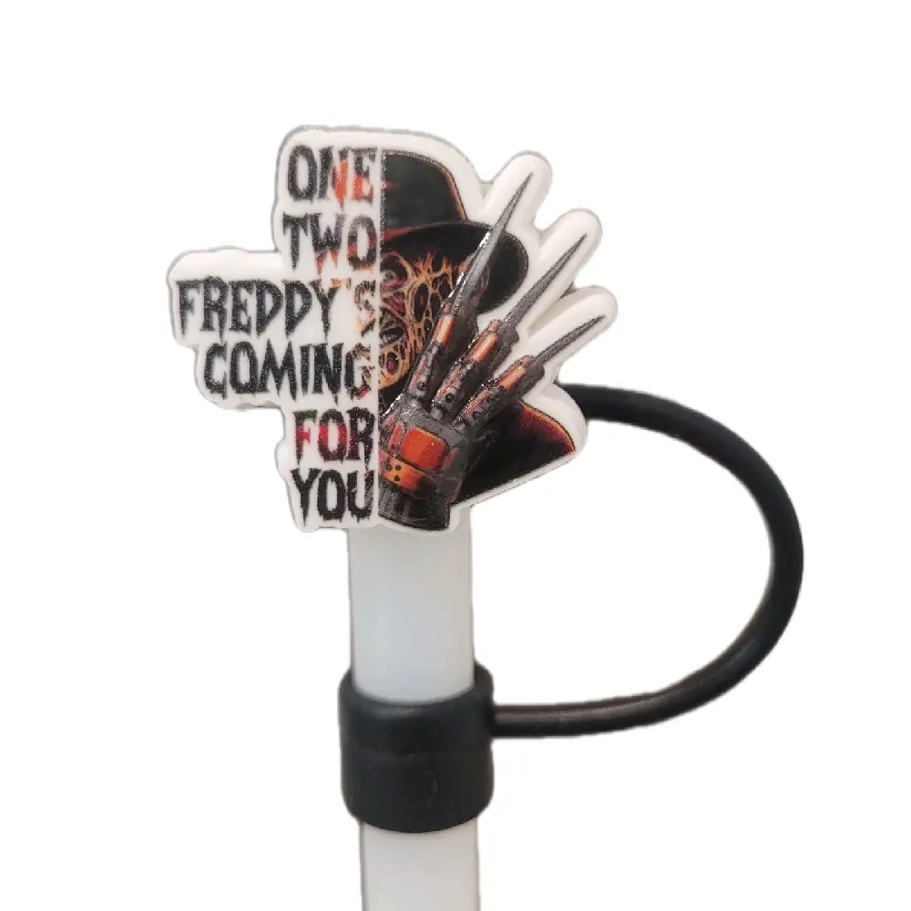 Nightmare On Elm Street Freddy Krueger 3D Straw Topper with "One Two Freddy's Coming For You" Design and Black Band