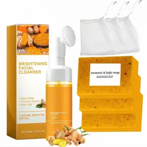 Turmeric Wash and Care two PieceSet,TurmericCleansing Mousse, Turmeric SoapFacialCleansing Skincare FacialCleansing CleanserFacial Wash