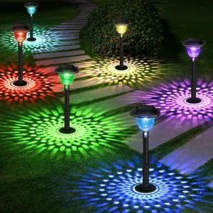 ISNIKA Bright Solar Pathway Lights,Color Changing+Warm White Solar Lights Outdoor,IP67 Waterproof Solar Path Lights, Solar Powered Garden Lights for Walkway Yard Backyard Lawn Landscape Decorative Halloween Christmas Lamp Lighting