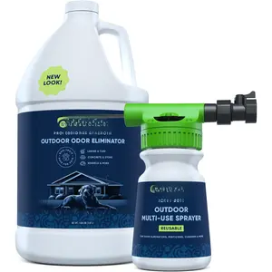 Outdoor Odor Eliminator | Outside   Enzyme Cleaner -  Pet, ,  Scent Deodorizer | Professional Strength for Yard, Turf, Kennels, Patios, Decks (Gallon with Sprayer)