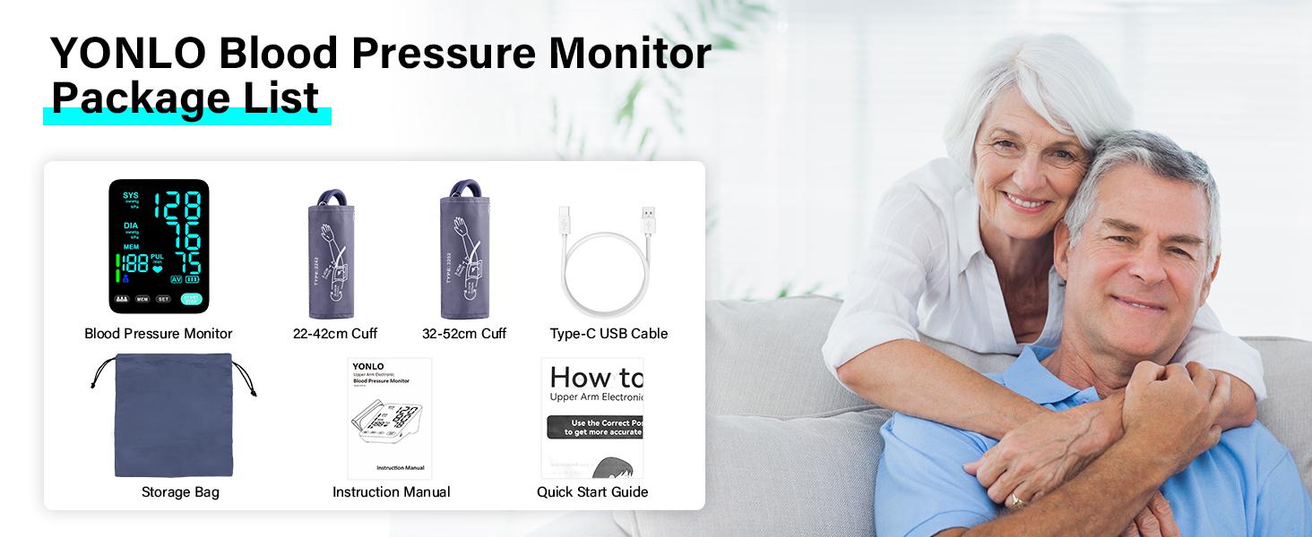 Dual-Arm Cuff Blood Pressure Monitor, Automatic Upper Arm Blood Pressure Monitors for Home Use, 2 Blood Pressure Machine Cuff(9-17in & 13-21in) with Large LED Backlit Display, 3x199 Reading Memory Users Blue Healthcare  Kit