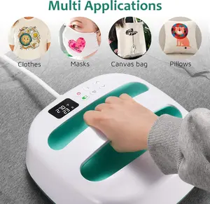 HP2 Heat Press Machine 9x9" Green,With safe base &Auto turn off,  Portable Iron Press Machine Small Heat Press for T Shirts, Hats, Heating Transfer Projects wrinkle  free  clothes small  business  tools