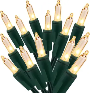 BrizLabs Clear Christmas Lights, 50 Count Warm White Incandescent Christmas Lights, Connectable Mini Light String, UL Certified Xmas Tree Lights Green Wire for Indoor Outdoor Holiday Xmas Tree Party