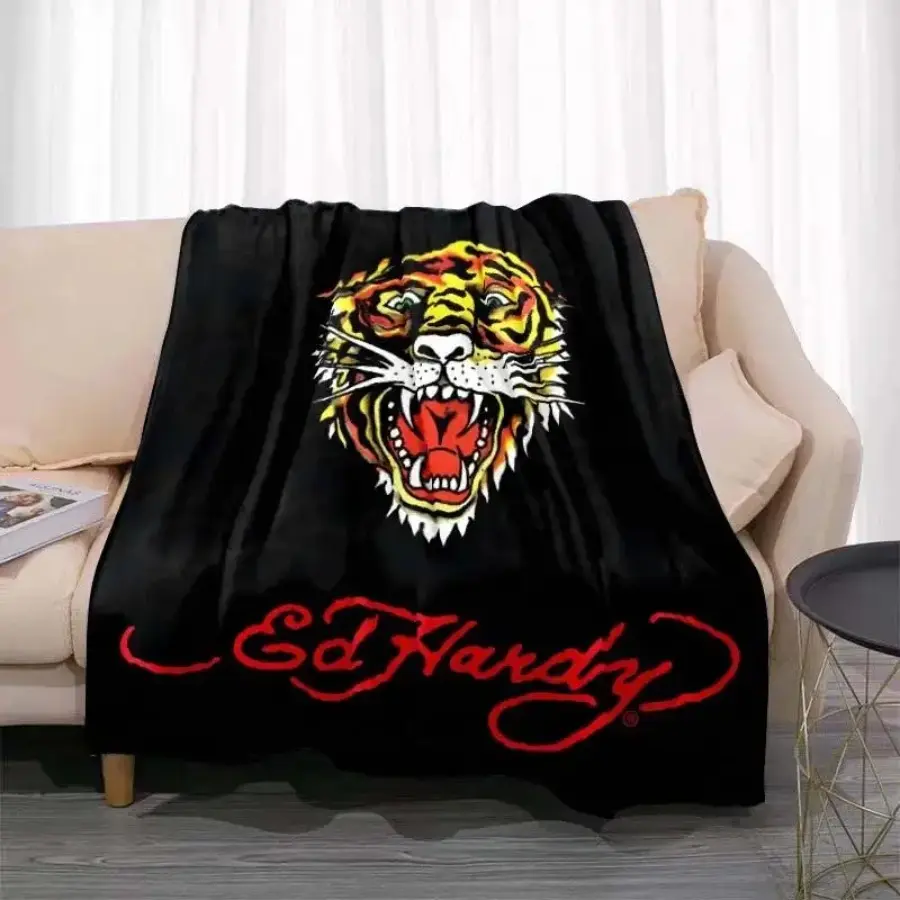 3D Tiger Skull Animal Print Decorative Blanket - Cozy Warm Wrinkle Resistant Throw, Living Room Decorations, Modern Vintage Home Sofa Gift for Leisure Use, Machine Washable, Low Effort