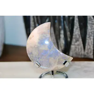 Moonstone Moon– High Shine Crystal for Intuition, Feminine Energy, Decor, Flashy