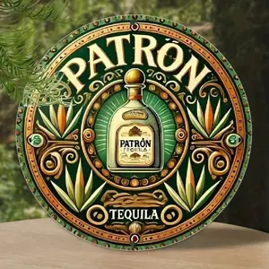 Patron Tequila Vintage Round Metal Wall Sign 8x8 Inch Rustic Bar Pub Man Cave Art Decor Home Decoration