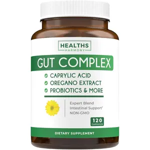 Candida Support 120 Capsules Advanced Gut Cleanse Formula with Caprylic Acid Oregano Oil and Probiotics Non GMO Vegetarian Intestinal Supplement Helps Maintain Already Normal Levels of Yeast and Candida