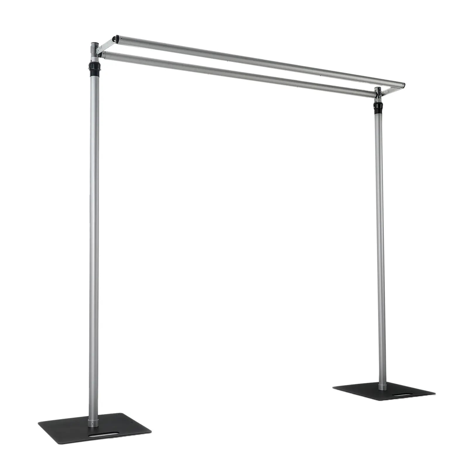 Big-Tall Height Adjustable Metal Photography Backdrop Stand - 12ft x 12ft Silver Aluminum Frame with Double Cross Bars, Heavy Duty Steady Steel Bases, Pipe and Drape Banner Frame for Studio Camera Photography Use