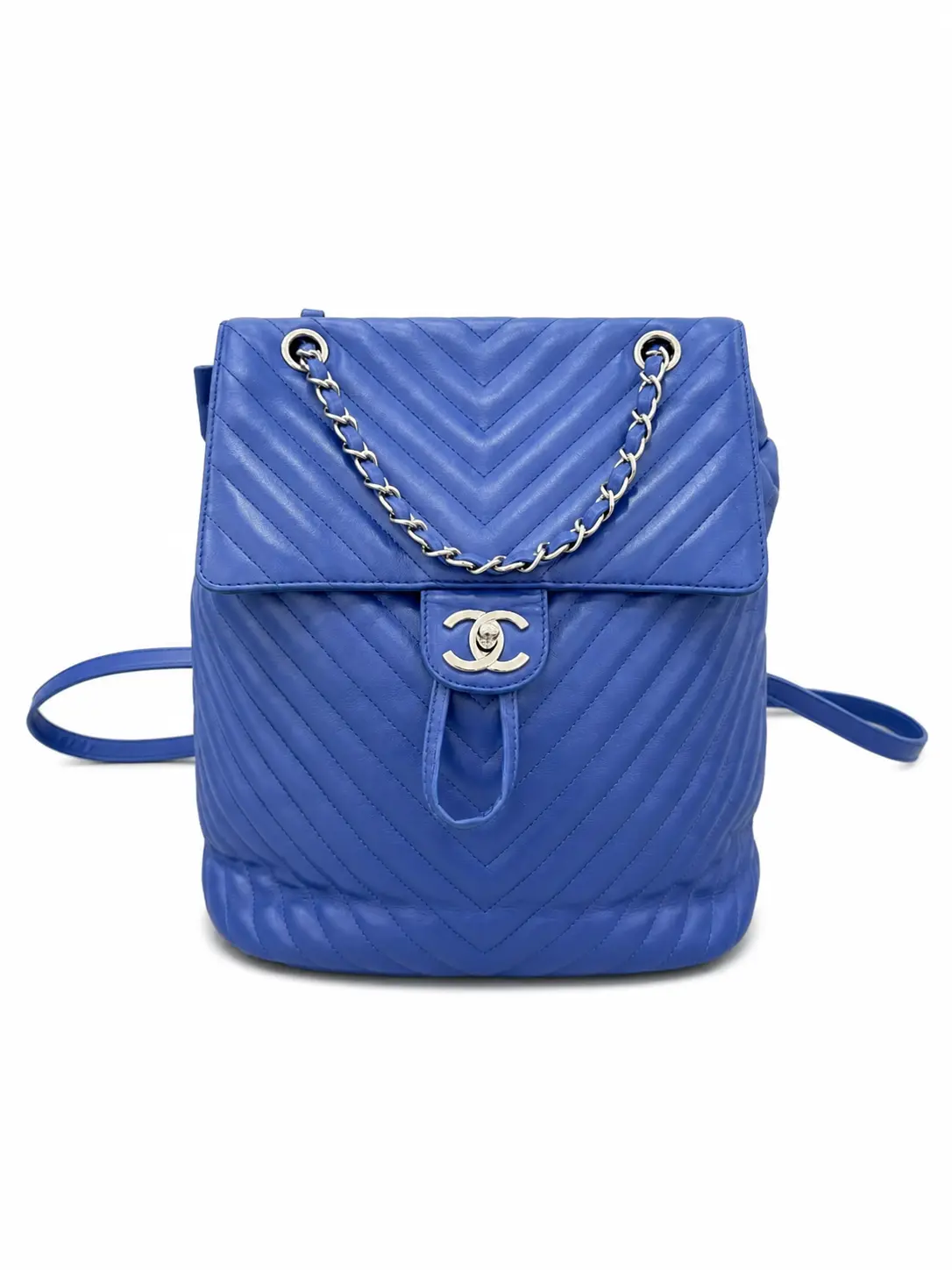 Pre-owned CHANEL Leather Backpacks Salzburg Blue Silver Backpack 25990049