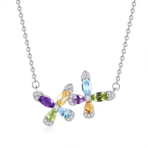 S925 Sterling Silver Natural Sapphire Flower Cross Pendant Necklace Wedding Jewels Luxury Fine Mom Gift Jewelry Fashion Trendy Accessories Creative