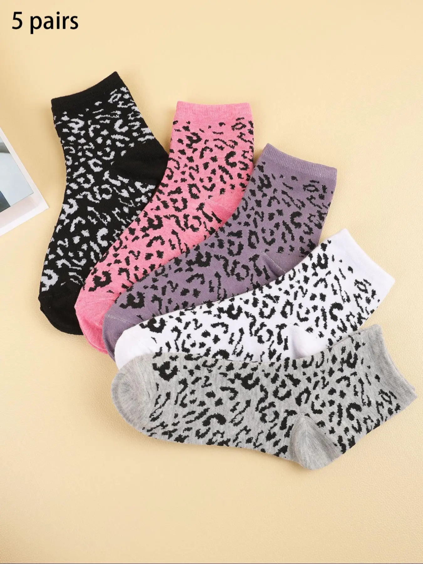 Women's Leopard Print Mid-calf Socks, Casual Comfy Breathable Fabric Socks for Daily Wear, Women's Socks for All Seasons