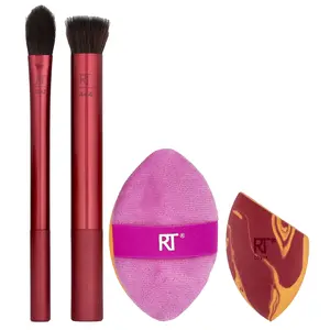 Real Techniques Merry Must-Haves, Brush & Sponge Set, 4 Piece Set