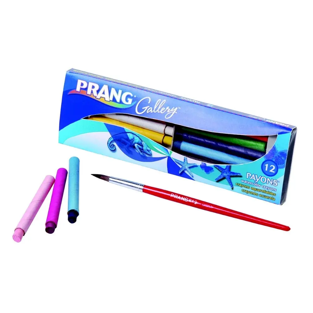 Prang 001311 Payons Non-Toxic Water Soluble Watercolor Crayon Set With Brush- Assorted Color- Set - 12