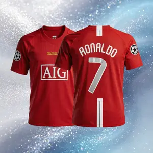 07 08 Home Red 7# Cristiano Ronaldo Short Sleeve Soccer Jersey Fans Version
