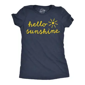 Womens Funny T Shirts Hello Sunshine Sarcastic Graphic Novelty Tee For Ladies Funny Womens T Shirts Cute Vintage Fashion Casual Ladies T-Shirt Gift Funny Motivational Top Women's Novelty Tees Navy -