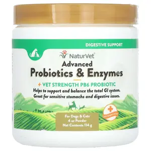 NaturVet Advanced Probiotics & Enzymes + Vet Strength PB6 Probiotic, For Dogs & Cats, 4 oz (114 g)