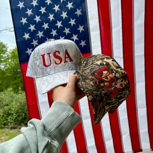 Camo USA Trucker Hat Embroidered Snapback Cap Adjustable Caps Unisex Design with Camo or White Camo Options for Casual Outfits