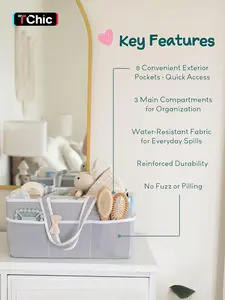 Baby Diaper Storage Basket, Large Capacity Handheld Bag, Multifunctional Diaper Bag for Newborns, Unisex Baby Christening Gift Basket, Must-Have Nursery Item