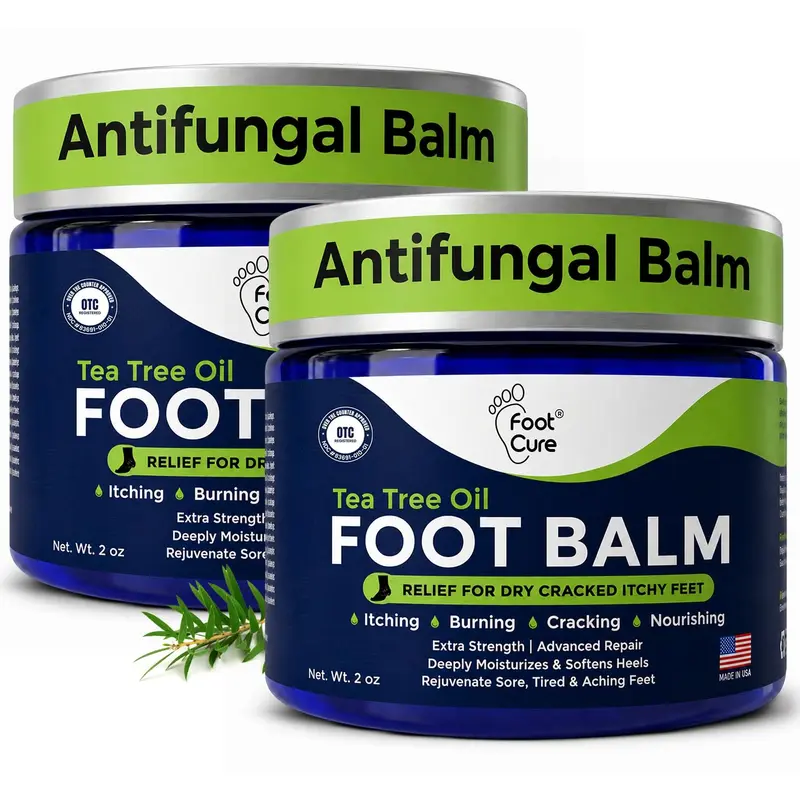 Foot Cure Tea Tree Foot Balm for Dry, Cracked Feet – Moisturizing Repair Cream Soothes Rough Heels and Odor Care