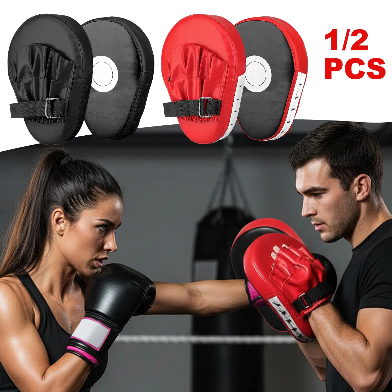 1/2PCS Boxing Focus Mitts, Thickened PU Material Training Target Pads, Heavy-Duty Punching Gloves for Youth Martial Arts Training, Wear-Resistant & Shock-Absorbing