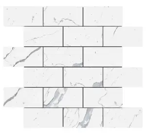 2x4 Statuario Marble Brick Mosaic Tile  For Kitchen Backsplash or Bathroom Wall and Flooring