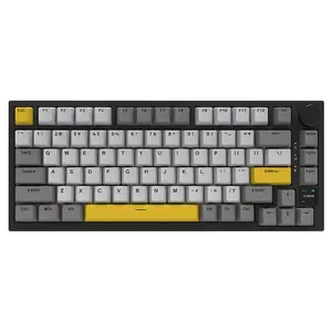 AJAZZ AK820PRO 75% Custom Gaming Keyboard, Black Gray Yellow, Gift Switch,  Tri-Mode, RGB, Full Hot-Swappable, Gasket, Side-Engraved