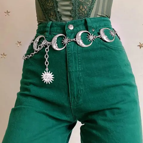 Women's Fashion Chain Belt, Star Decorated Belt, Street Style Adjustable Waist Belt for Party, Daily Clothing Decor, Decorative Belt, Trendy All-match & Exquisite Belt for Birthday Gift